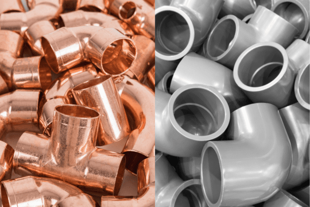 Comparison of plastic pipes vs. copper pipes used in residential plumbing systems.